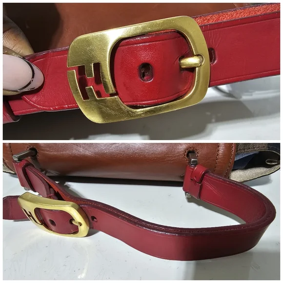 Fendi Silvana Bag Leather with Pequin Striped Canvas Brown - Picture 8 of 12